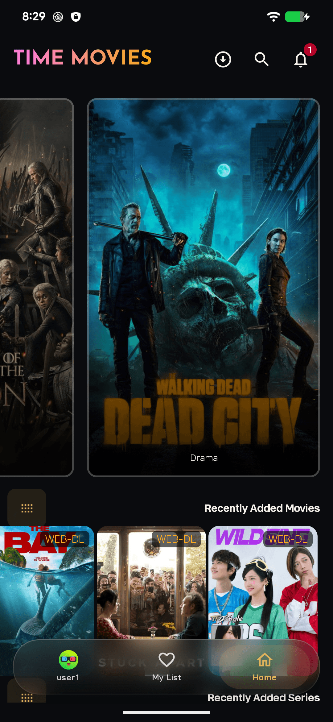 TIME MOVIES Android home screen